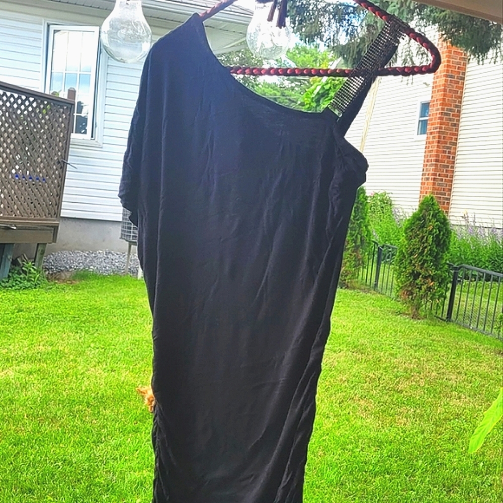Sequiened Strap, One Sleeve Dress